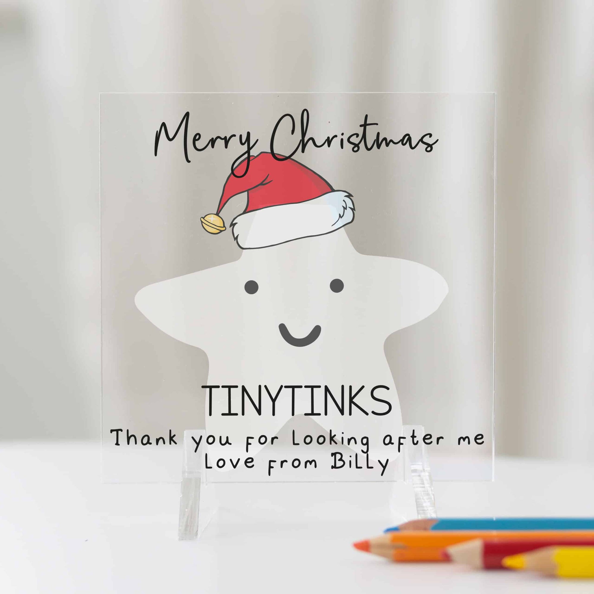 Personalised Christmas Star Thank You Nursery Acrylic Plaque