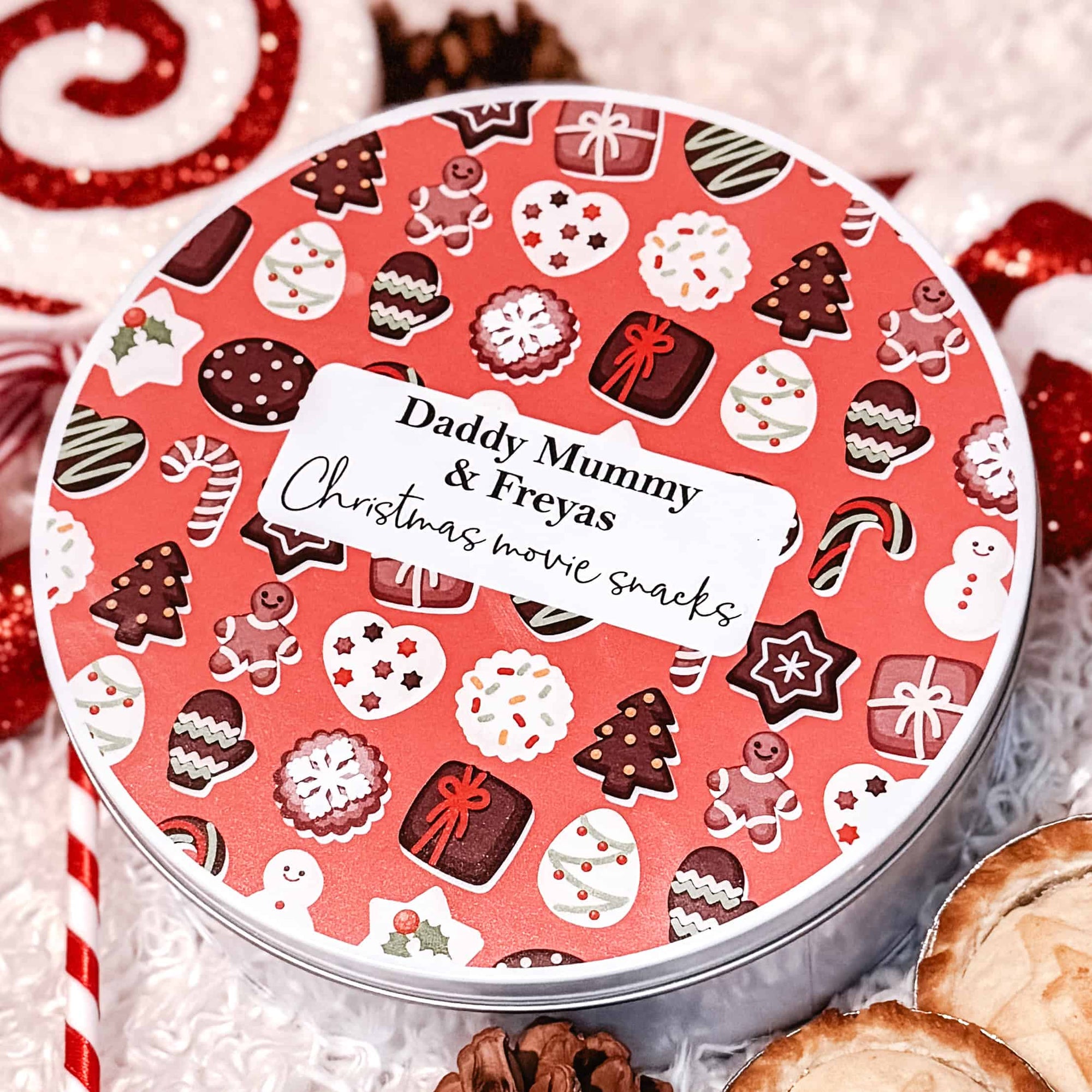 Personalised Metal Round Christmas Baking/Sweetie Tin