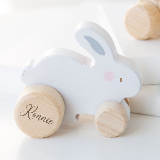 Personalised Wooden Bunny Push Toy