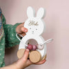 Personalised Wooden Pink Bunny Motor Pull Toy