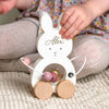 Personalised Wooden Pink Bunny Motor Pull Toy