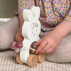 Personalised Wooden Pink Bunny Motor Pull Toy