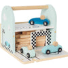 Personalised Wooden Car Racetrack Toy with Pitstop