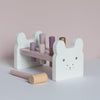 Personalised Wooden Pink Bunny Hammer Bench Toy