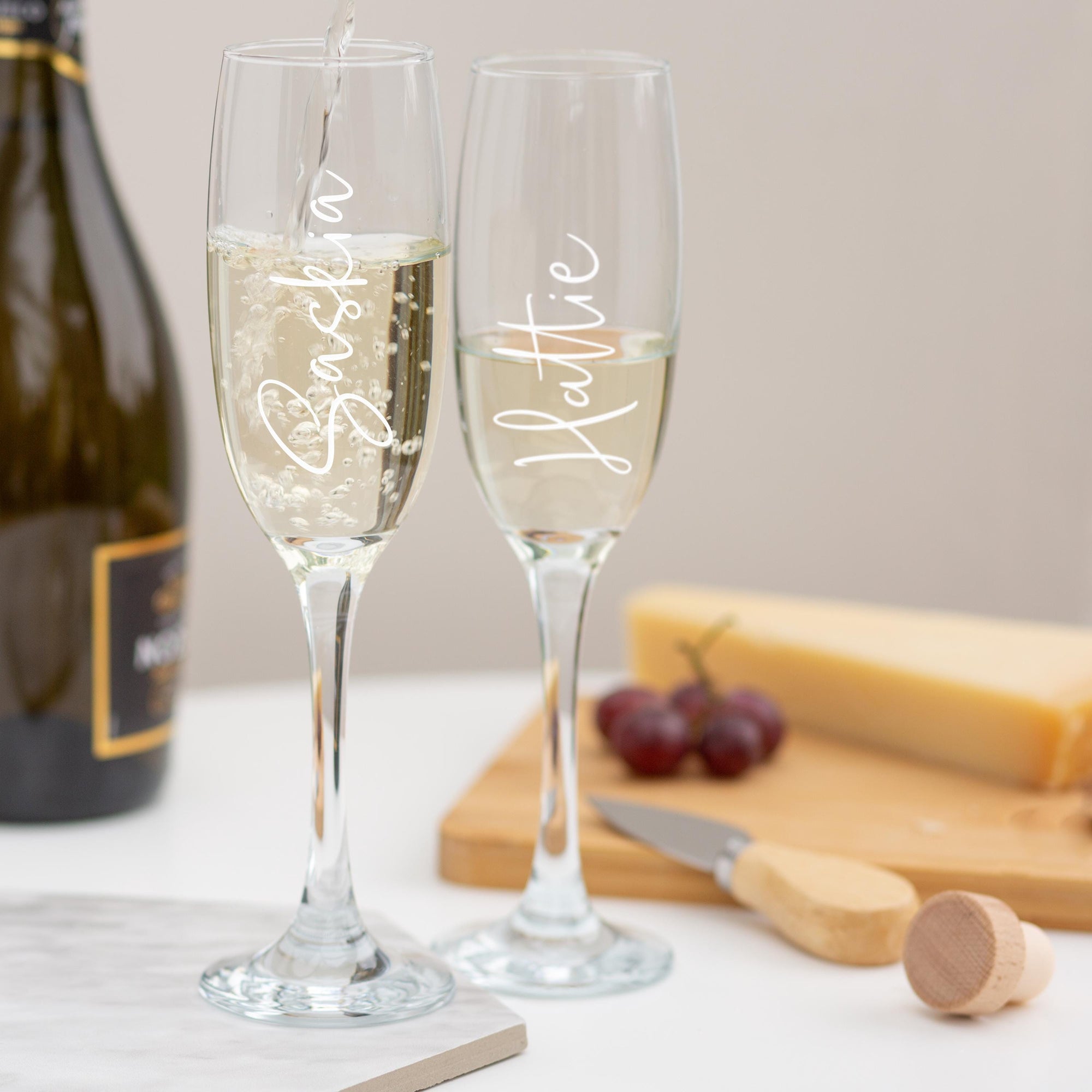 Personalised Wedding Name Champagne Flute Glass