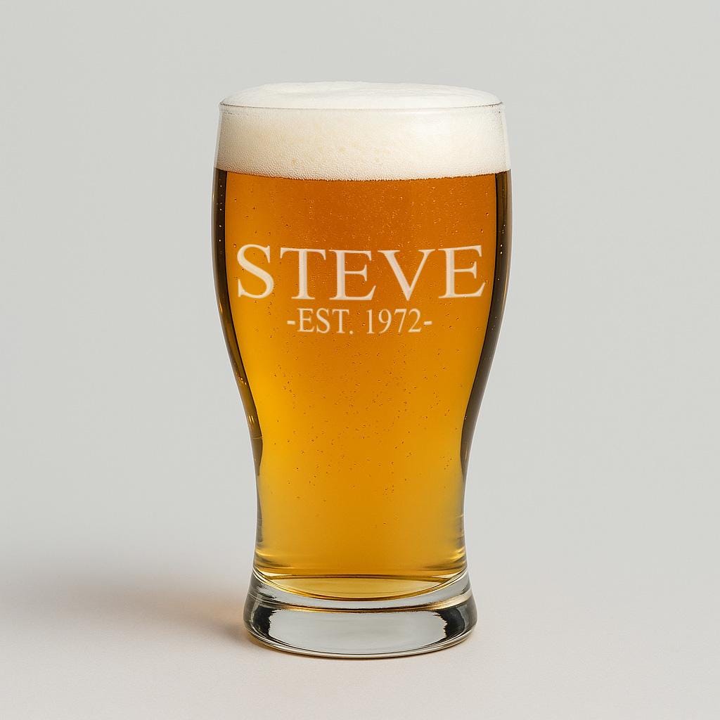 Personalised Birthday Name And Established Pint Glass