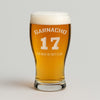 Personalised Father's Day Football T Shirt Name Engraved Pint Glass