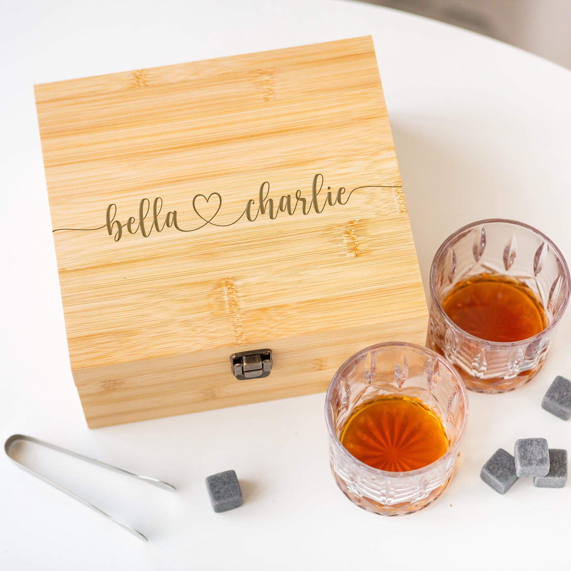 Personalised Couples Name Whisky Glass Set