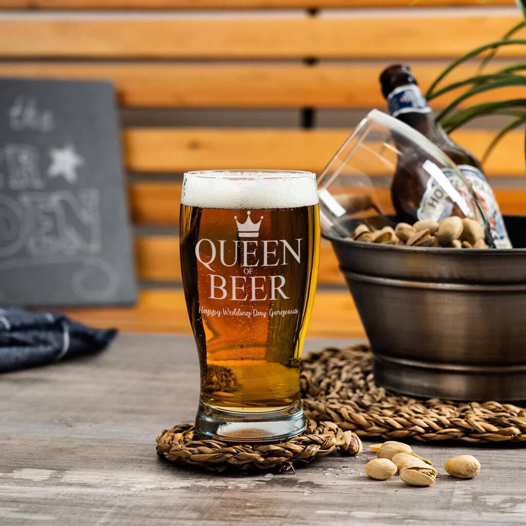 Personalised King/Queen Of Beer Engraved Pint Glass