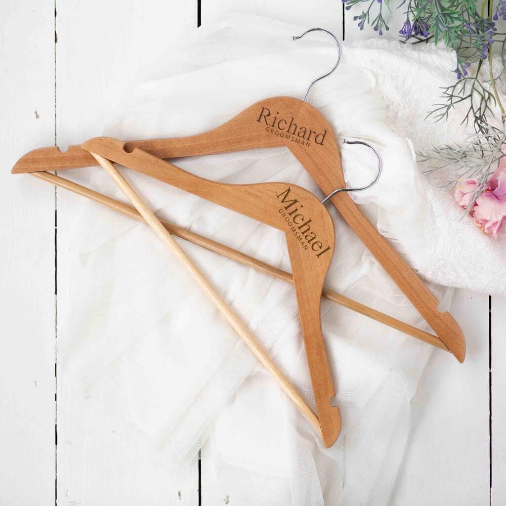 Personalised Wooden Groomsmen Wedding Day Hanger
