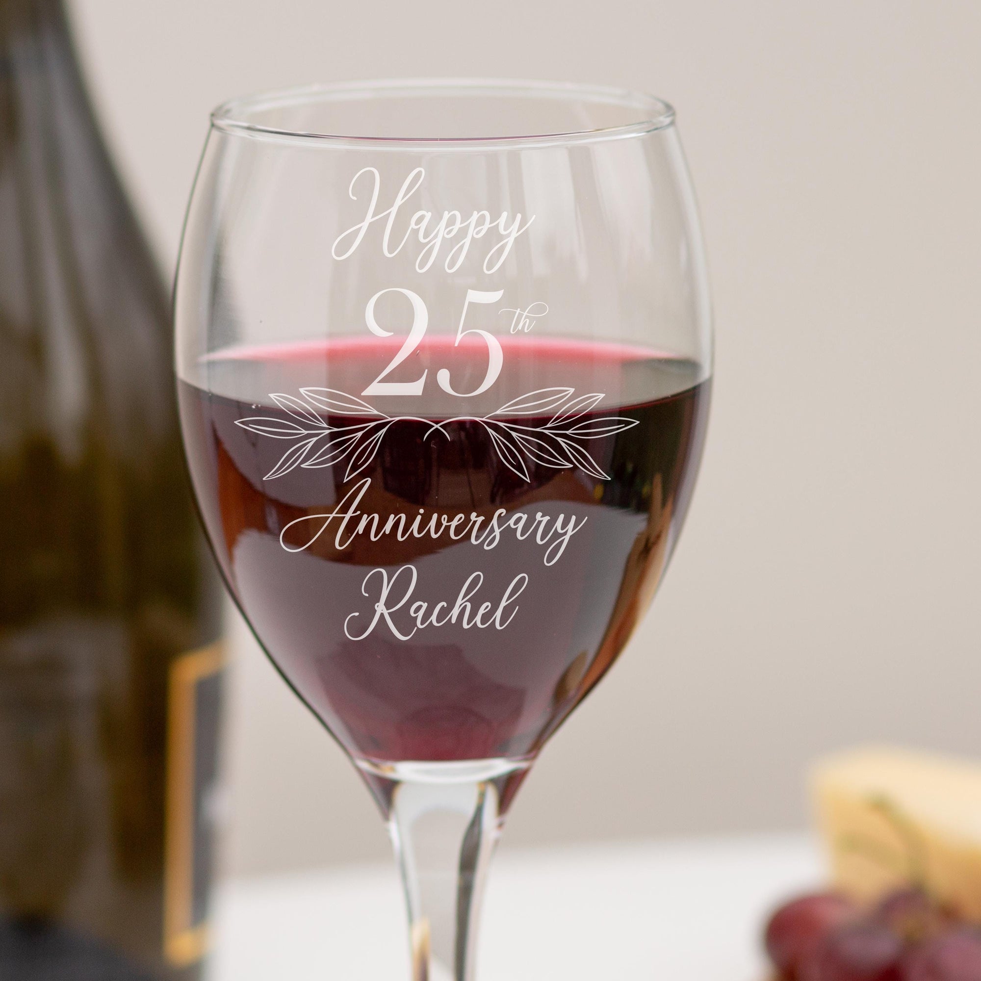 Personalised Happy Anniversary Wine Glass