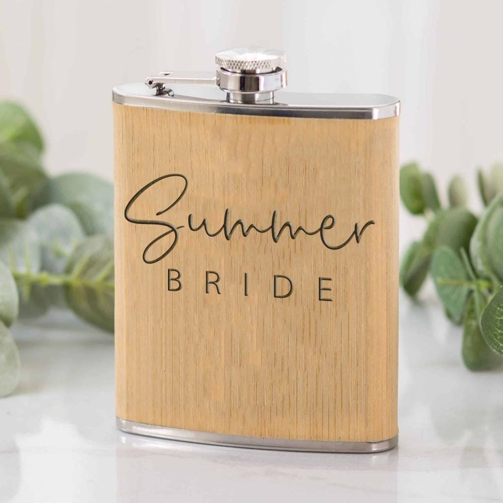 Personalised Bridesmaid Bamboo Hipflask