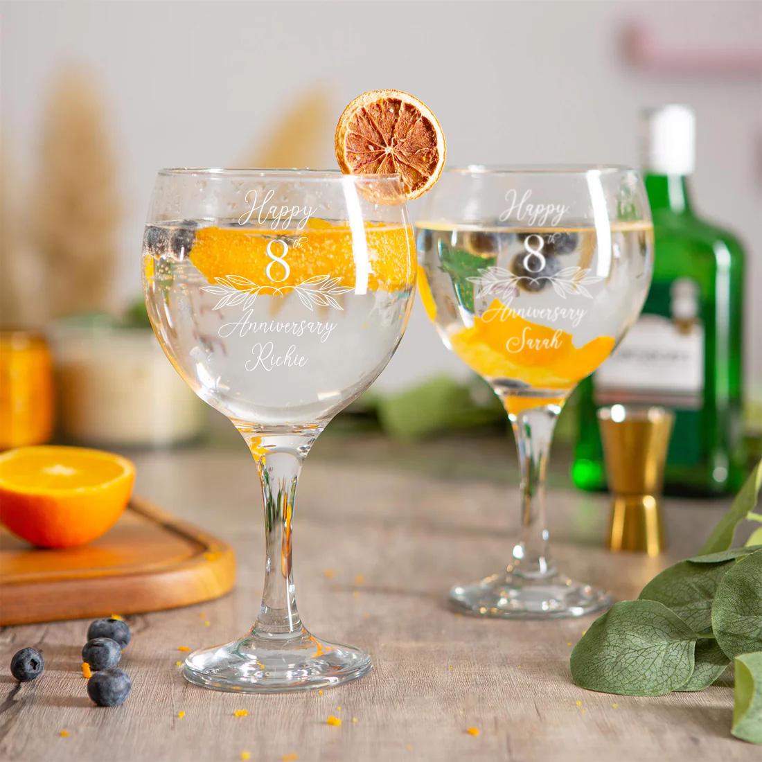 Personalised Happy Anniversary Gin Glass