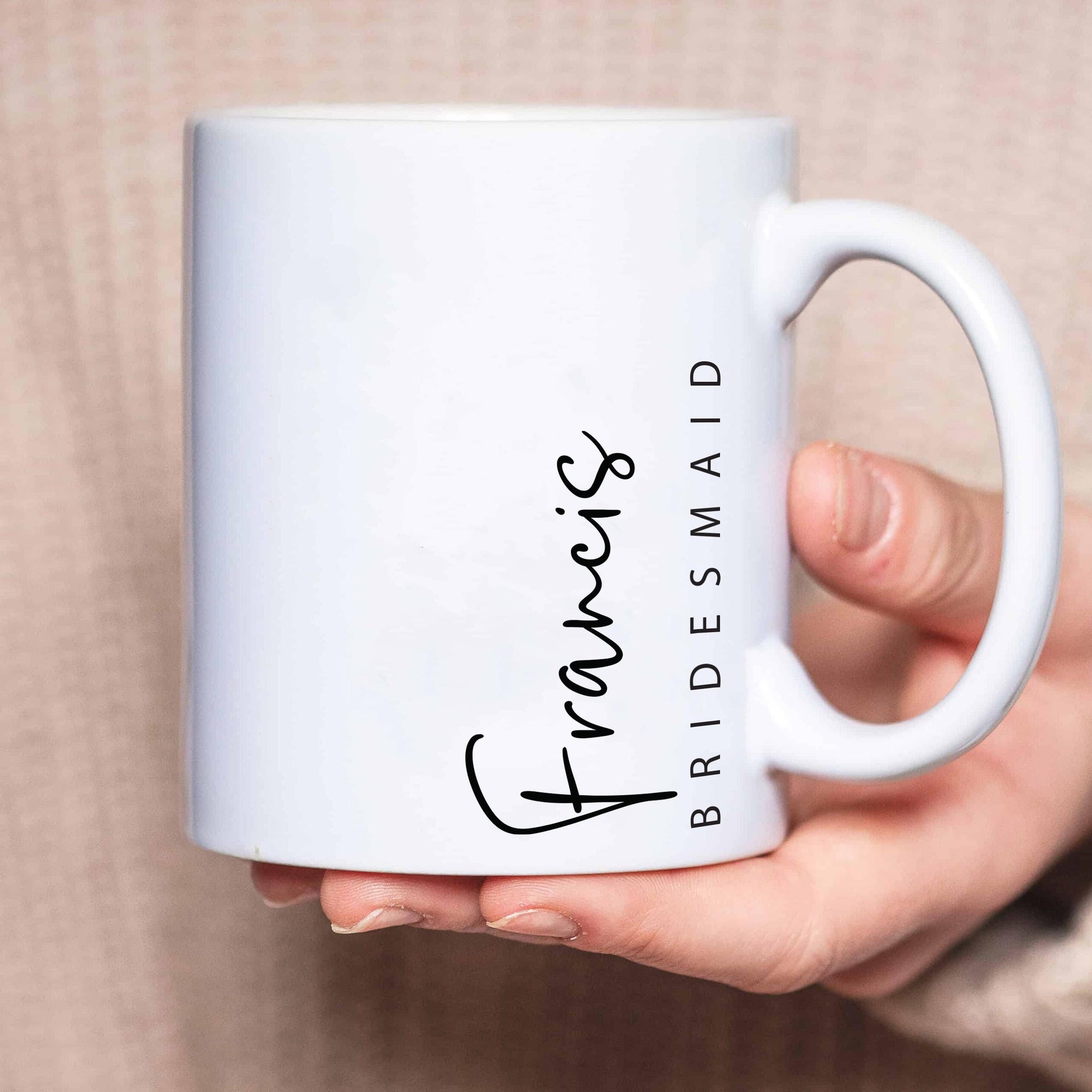 Personalised Bridal Party Sideways Bridesmaid Mug