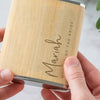 Personalised Sideways Bridesmaid Bamboo Hipflask