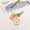 Personalised Wooden Football Sports T-Shirt Child Family Tag Keyring