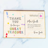 Personalised Thank You For Being A Great Teacher Wooden Postcard