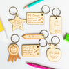 Personalised Best Teacher Award Wooden Keyring