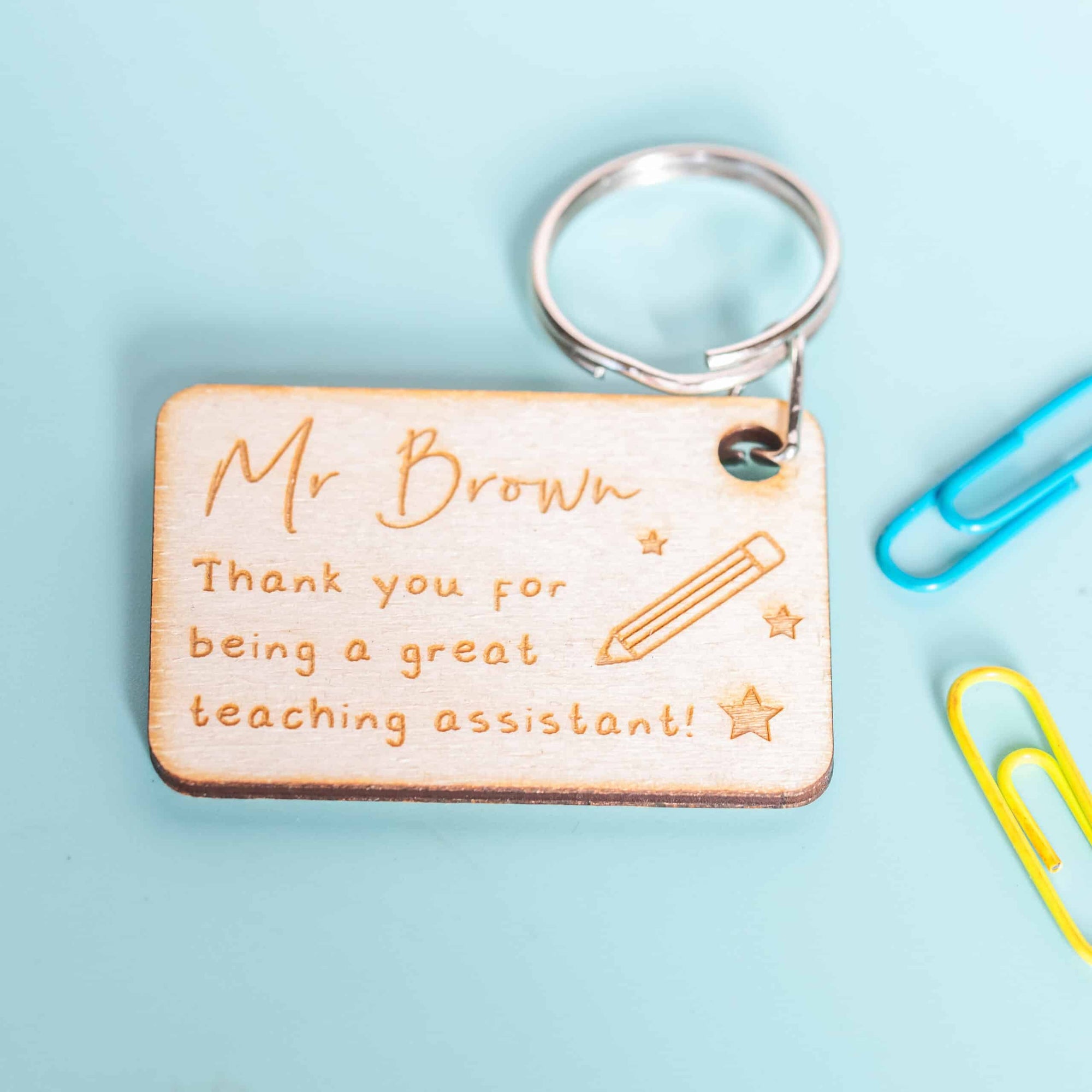 Personalised Thank You For Being a Great Teacher Wooden Keyring
