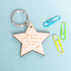 Personalised Thank You For Helping Me Grow Teacher Star Wooden Keyring