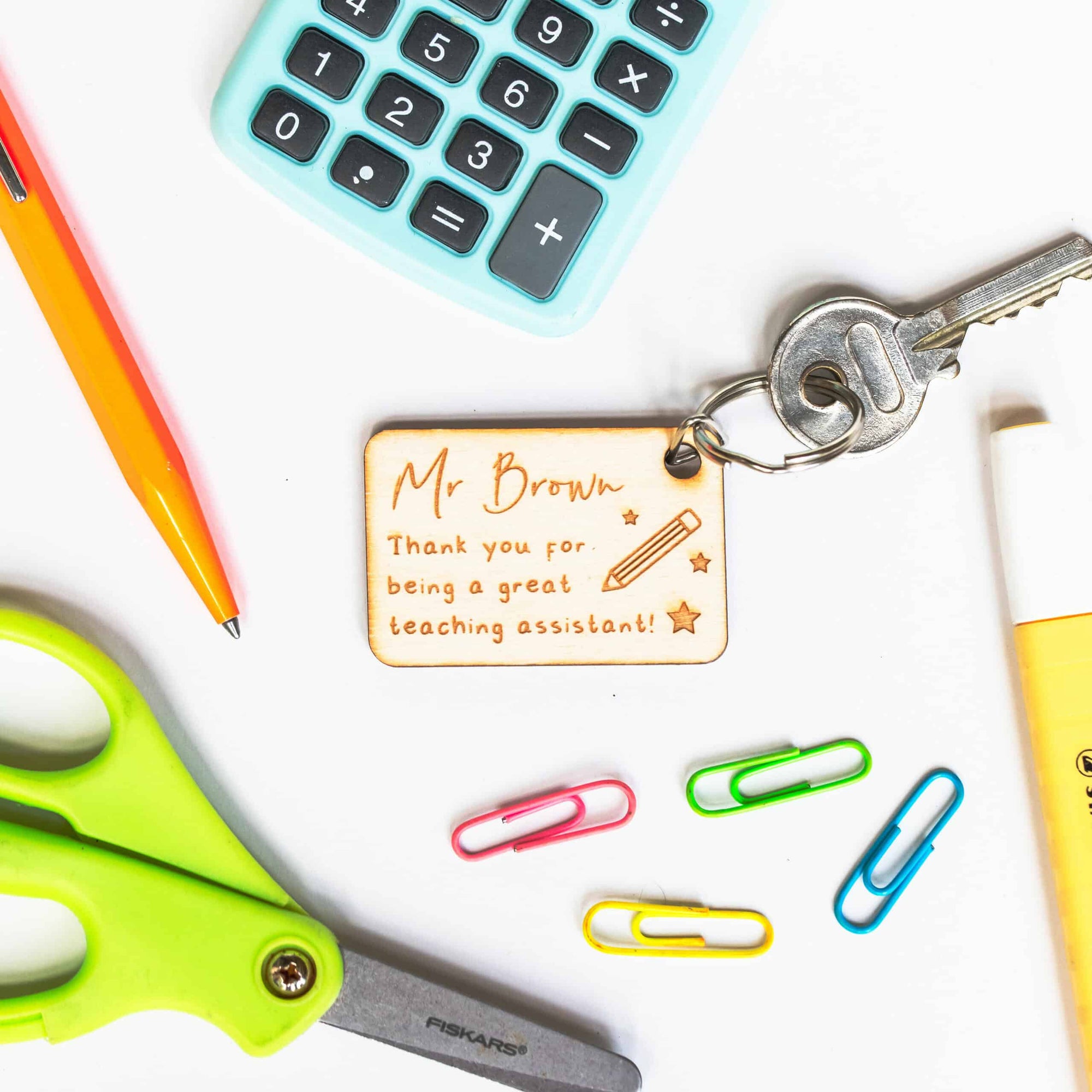 Personalised Thank You For Being a Great Teacher Wooden Keyring