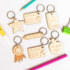 Personalised Best Teacher Award Wooden Keyring