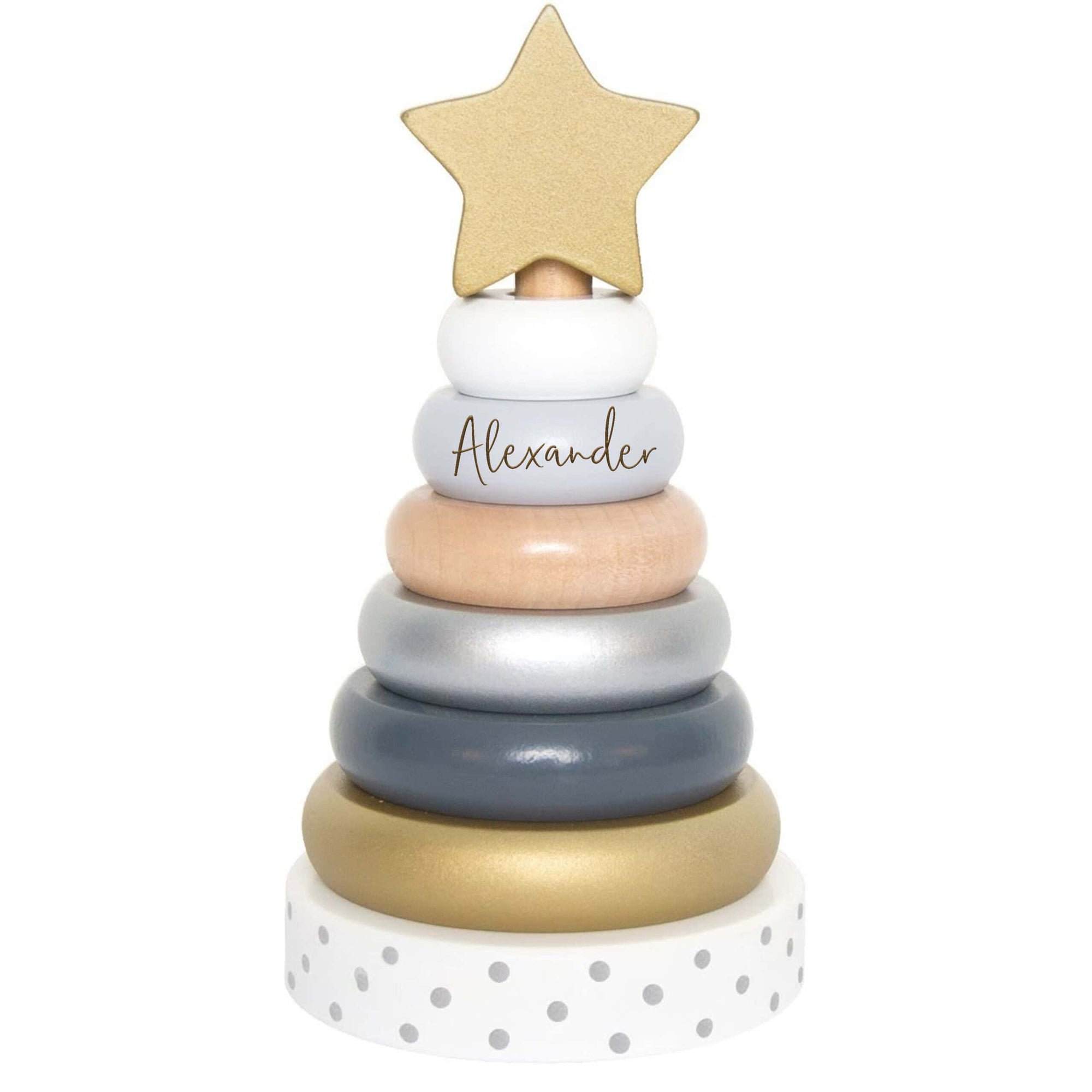 Personalised Wooden Gold Star Stacking Toy