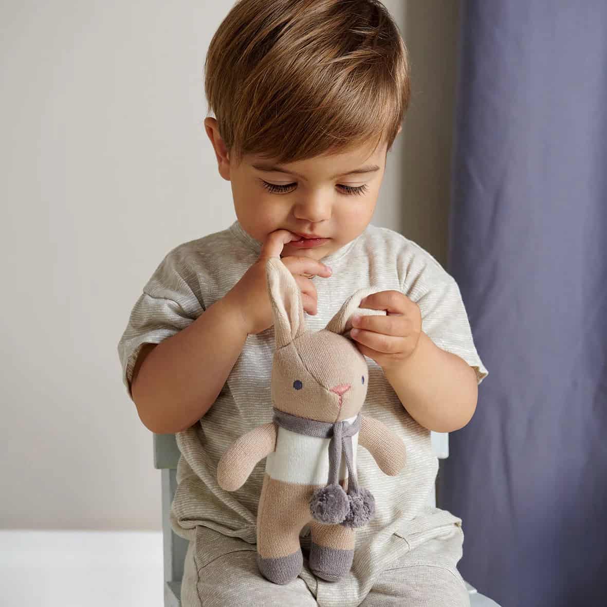 Personalised Taupe Baby Bunny Knit Gift Set