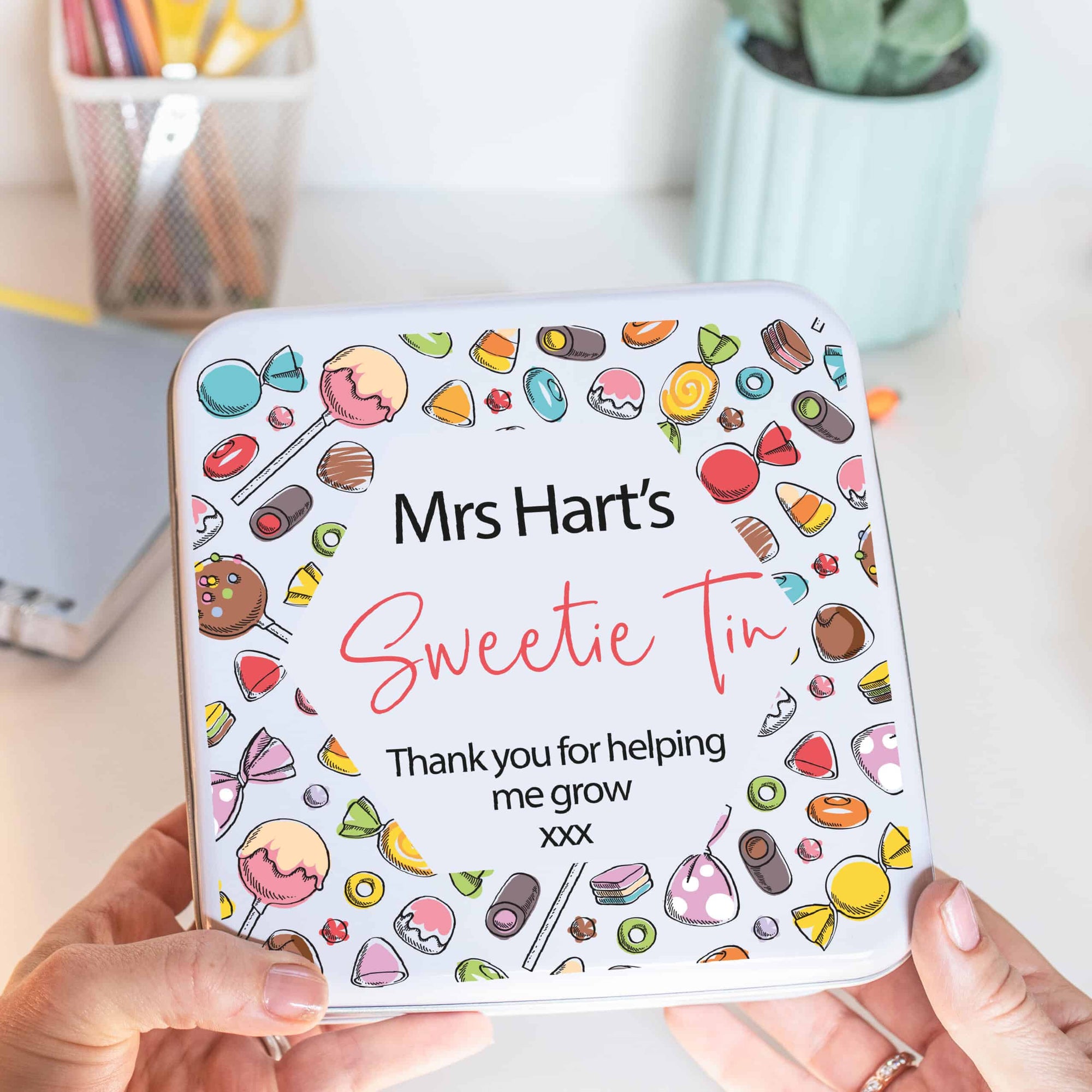 Personalised Metal Square Sweetie Tin