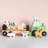 Personalised Wooden Farm Tractor Toy with Trailer and Animals