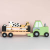 Personalised Wooden Farm Tractor Toy with Trailer and Animals