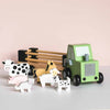 Personalised Wooden Farm Tractor Toy with Trailer and Animals