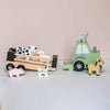 Personalised Wooden Farm Tractor Toy with Trailer and Animals