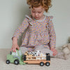 Personalised Wooden Farm Tractor Toy with Trailer and Animals