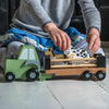 Personalised Wooden Farm Tractor Toy with Trailer and Animals