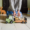 Personalised Wooden Farm Tractor Toy with Trailer and Animals