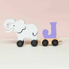 Personalised Elephant Wooden Pastel Letter Name Train Toy
