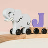 Personalised Elephant Wooden Pastel Letter Name Train Toy