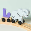 Personalised Elephant Wooden Pastel Letter Name Train Toy